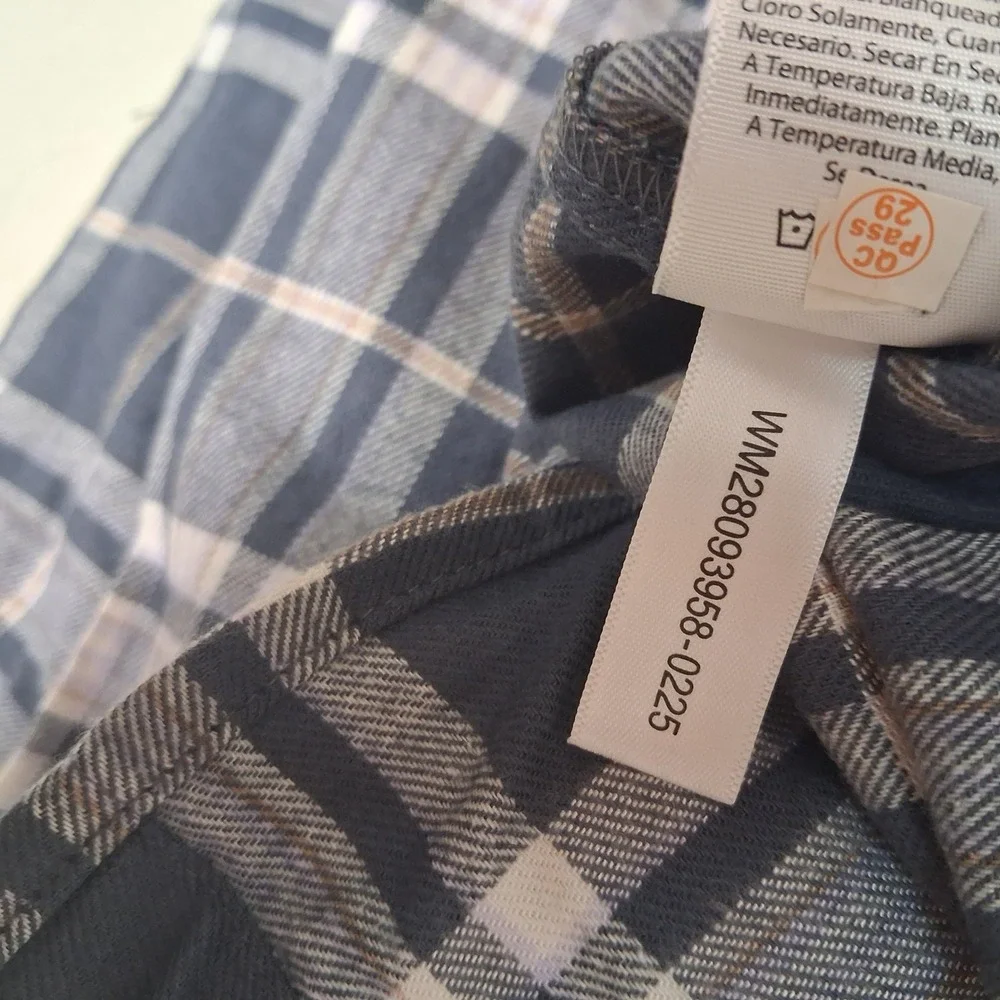 Wonder Nation Flannel Top Boys Size L 10-12 Slate Grey Plaid Button Down Shirt